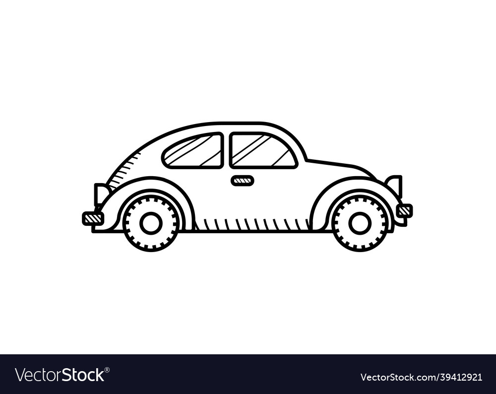 Red car coloring page for kids beetle royalty free vector