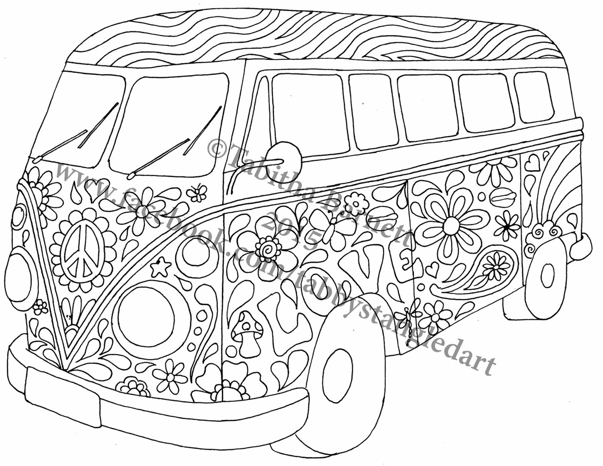Hippie bus coloring page
