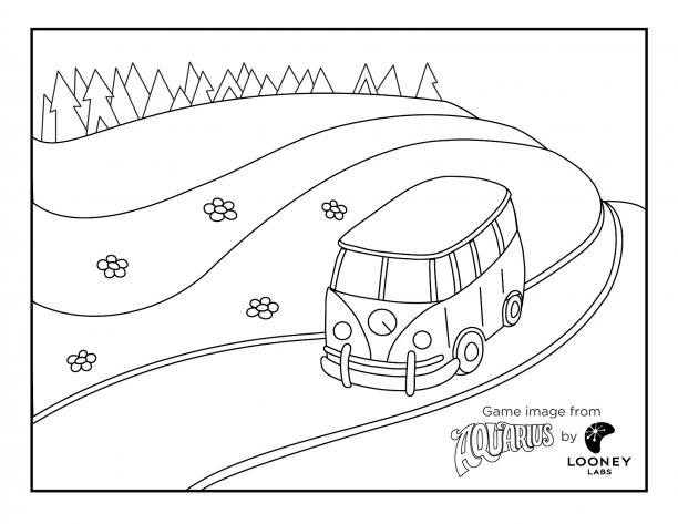 Aquarius flower bus coloring page looney labs