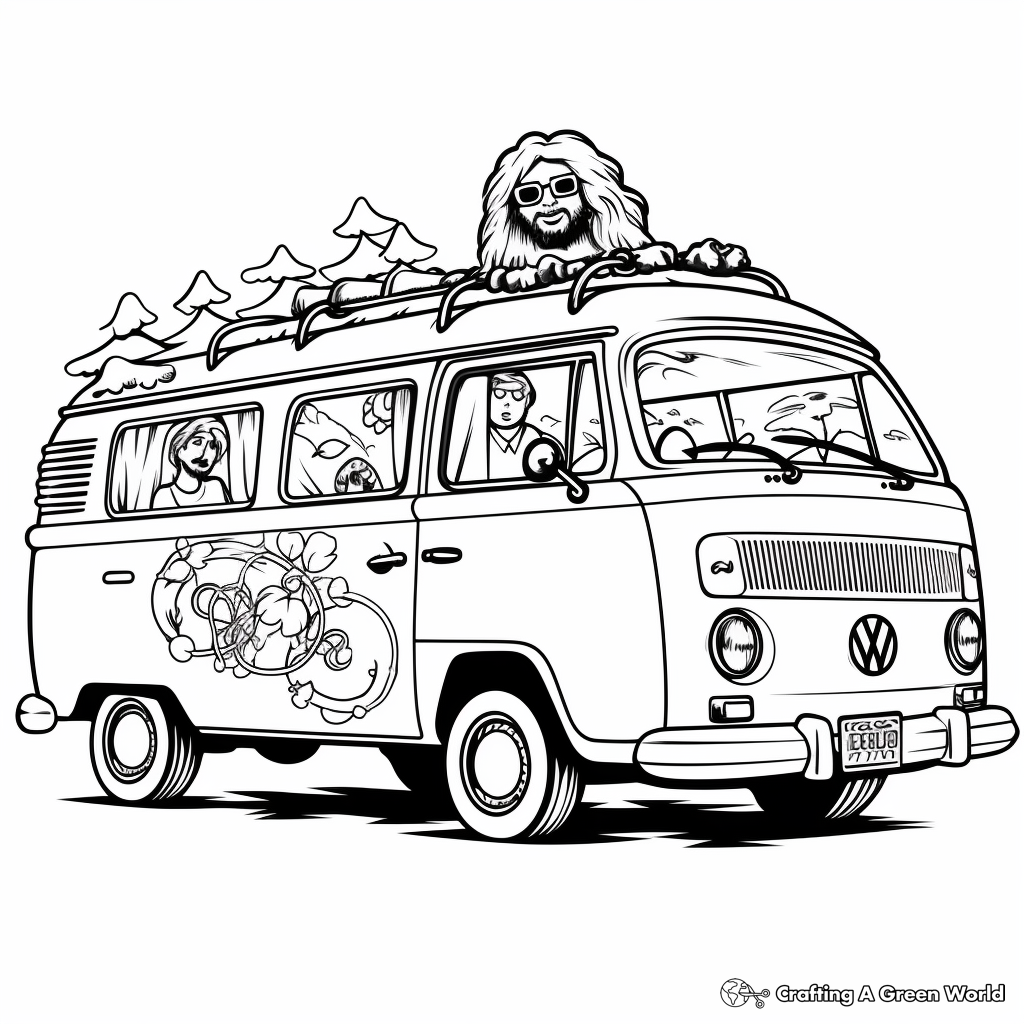 Hippie van coloring pages