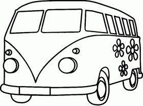 Volkswagen van coloring page coloring pages hippie bus vw art