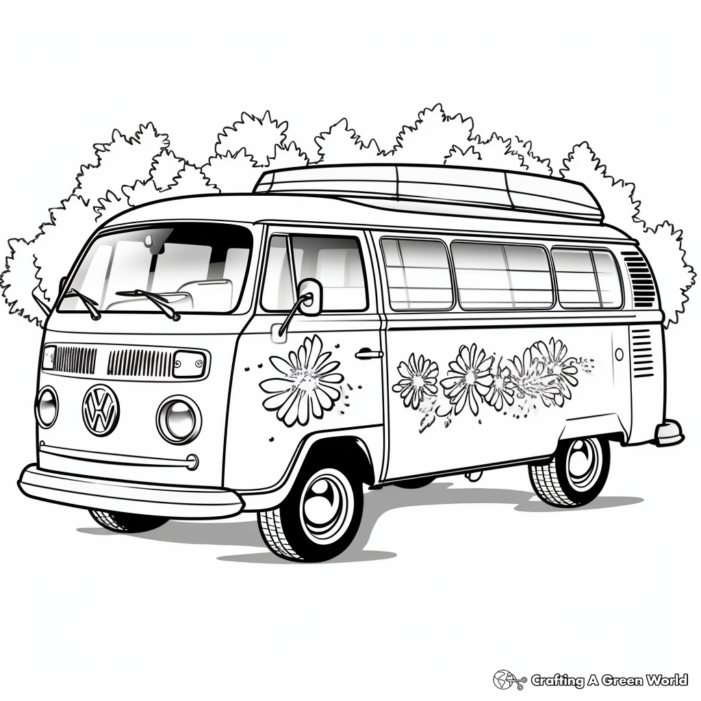 Hippie van coloring pages