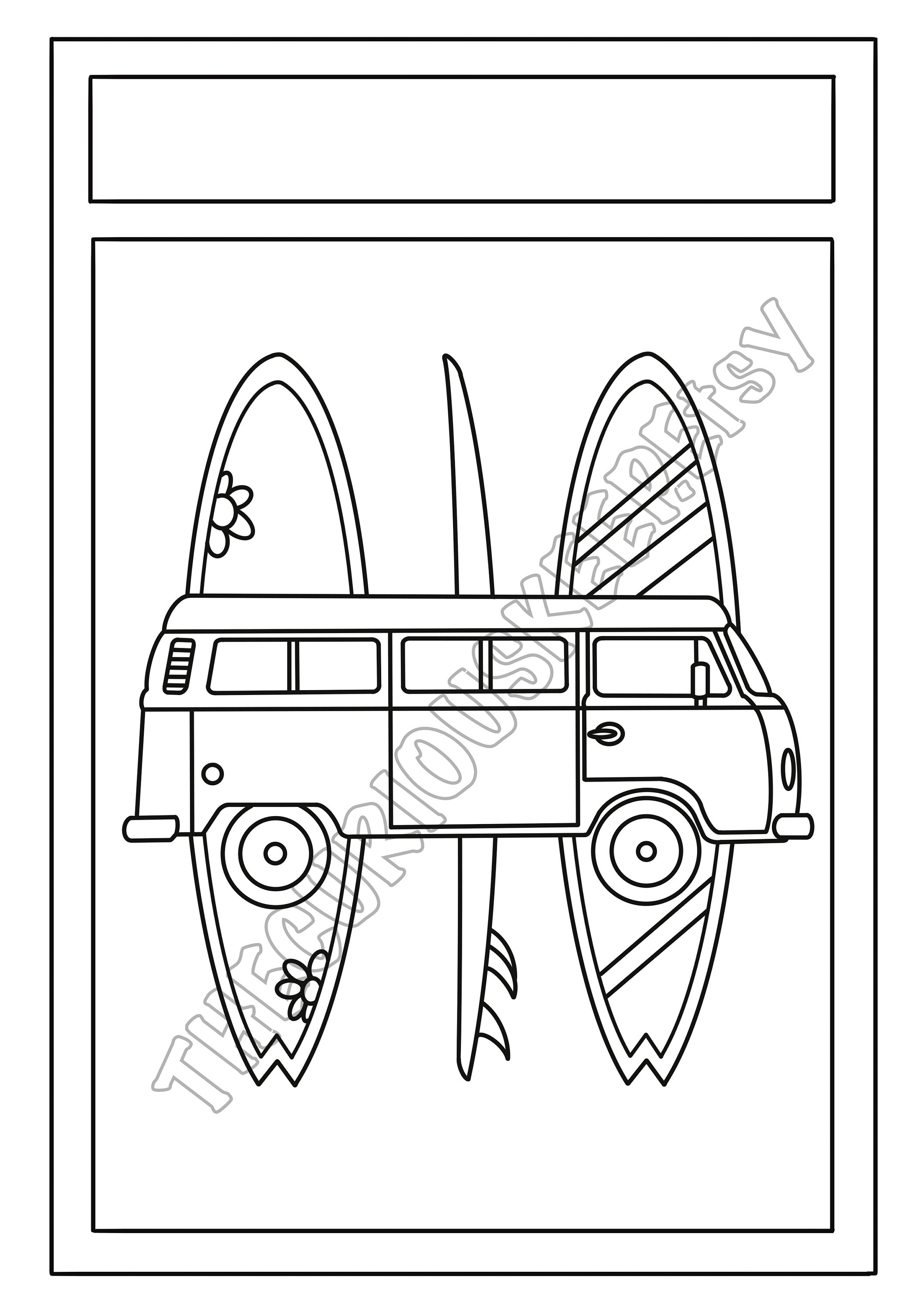 Vw campervan colouring page kids adult