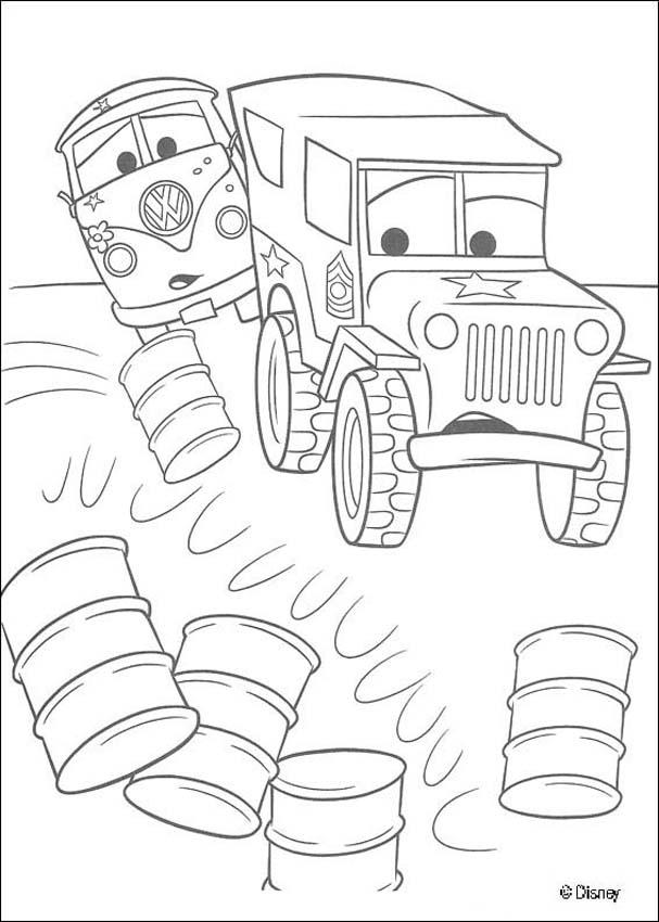 Vw bus and military jeep coloring pages