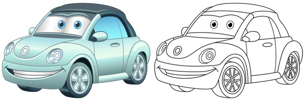 Thousand cartoon car outline royalty