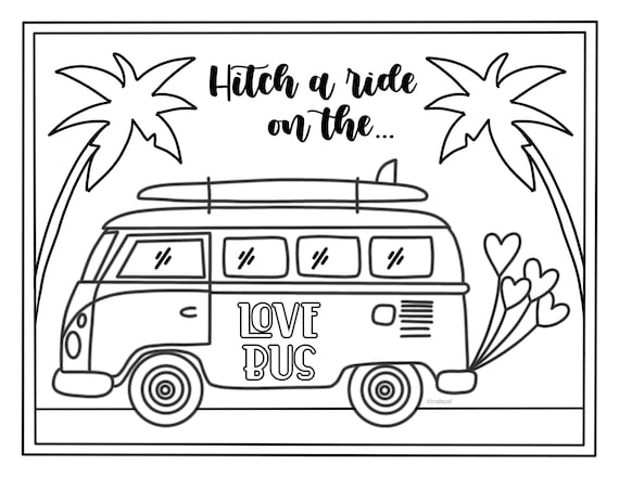 Vw bus valentines coloring page valentines dayvalentines