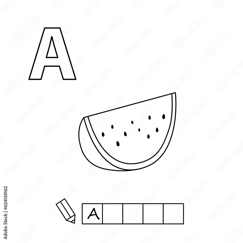 Cartoon watermelon coloring pages learning game for small children