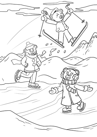 Winter activities coloring page free printable coloring pages