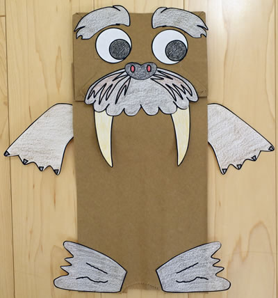 Paper bag walrus craft