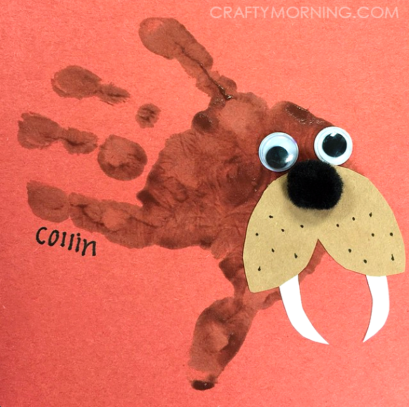 Handprint walrus craft for kids to make