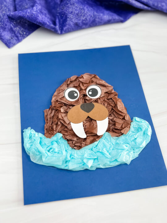 Walrus tissue paper craft for kids free template