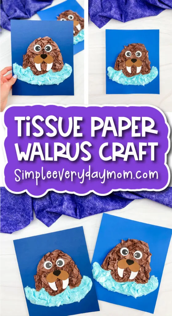 Walrus tissue paper craft for kids free template