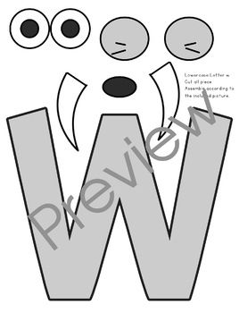 Lowercase letter w walrus craft by kendras kindergarten tpt