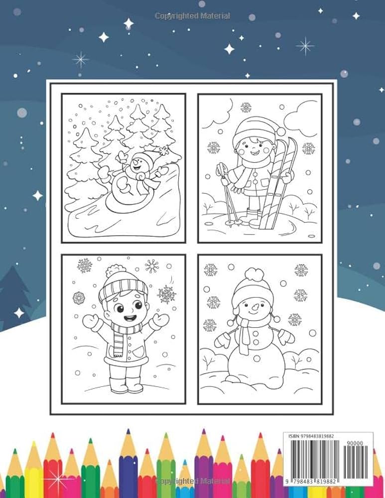 Winter coloring book for kids ages
