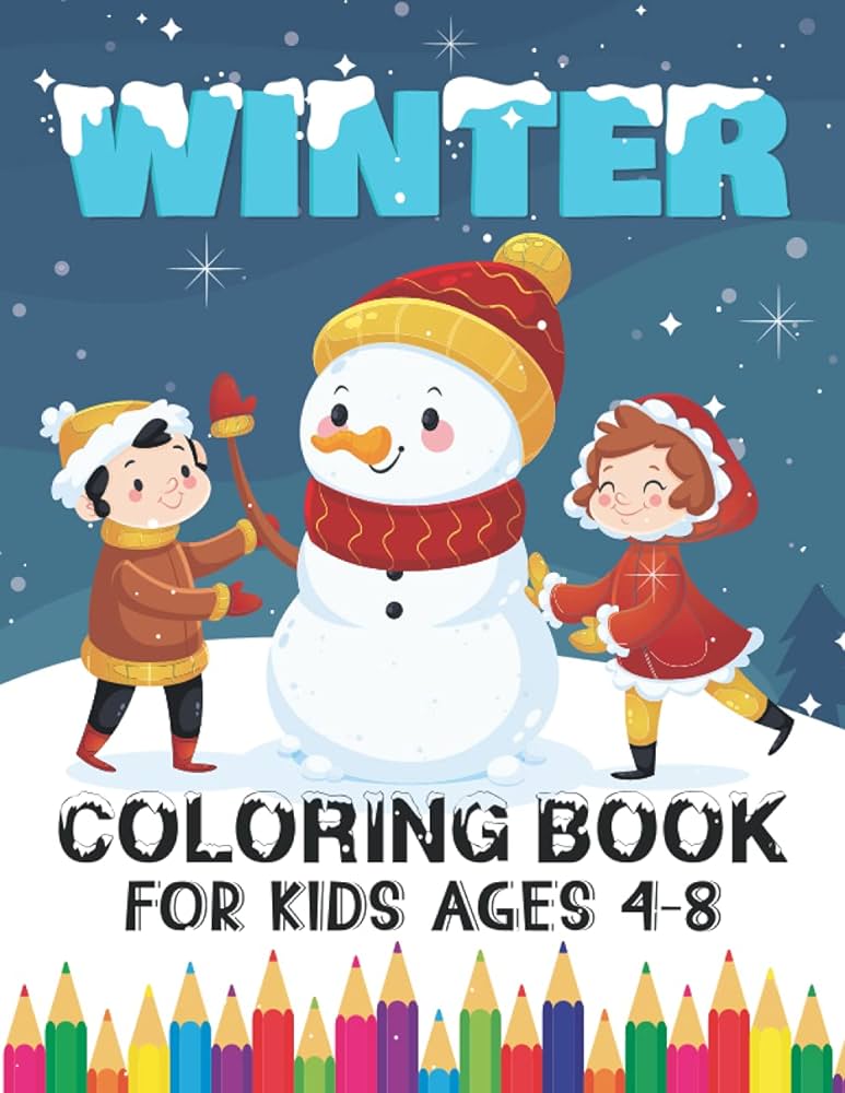 Winter coloring book for kids ages