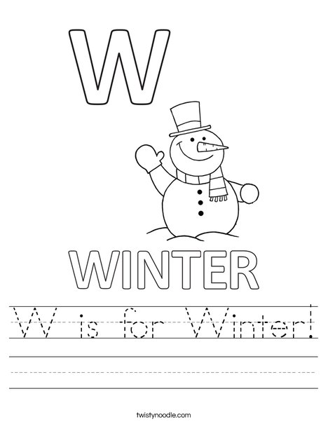 W is for winter worksheet