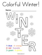 W is for winter coloring page