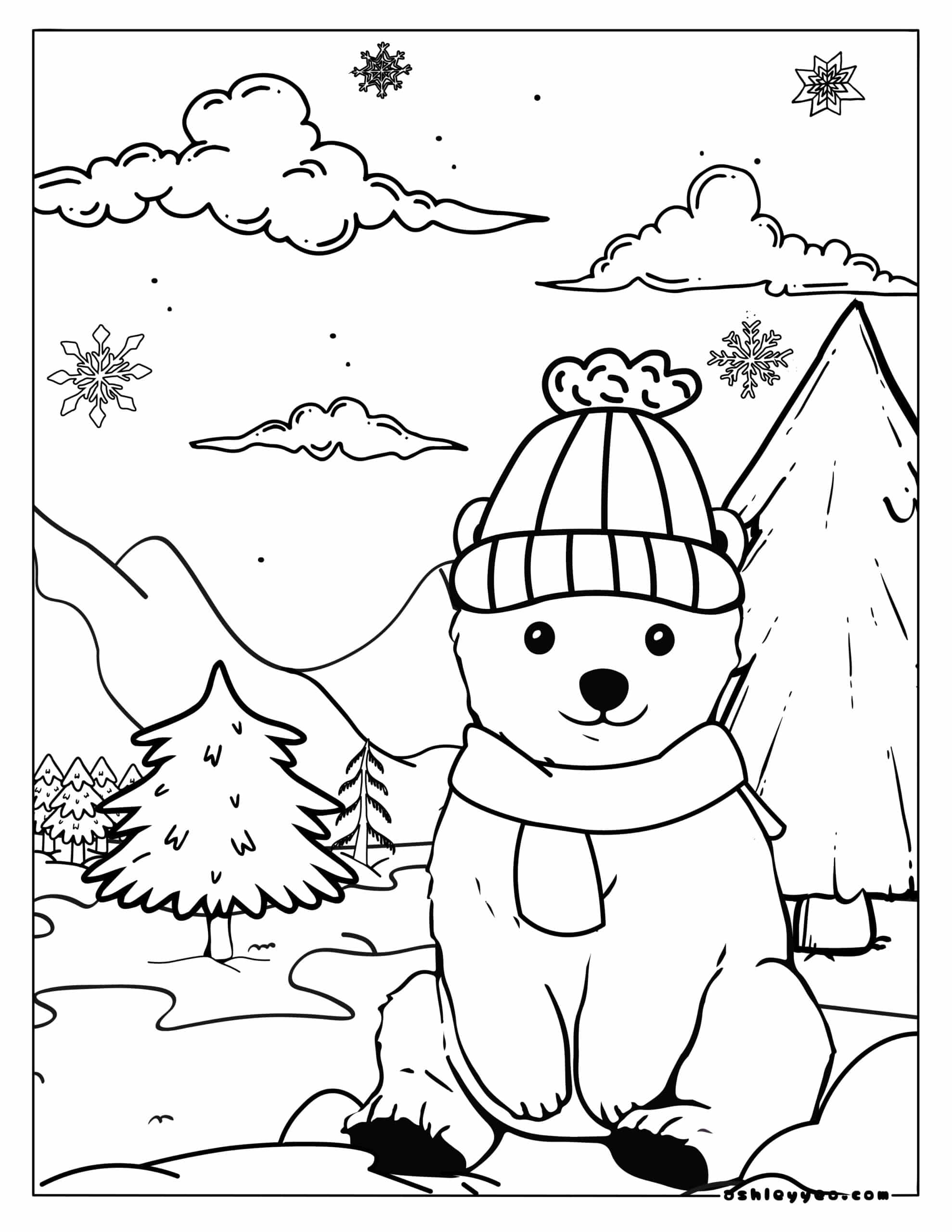 Free winter coloring pages for kids