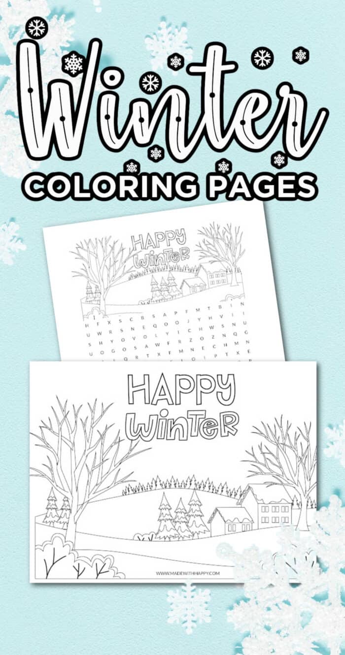 Happy winter coloring pages for kids