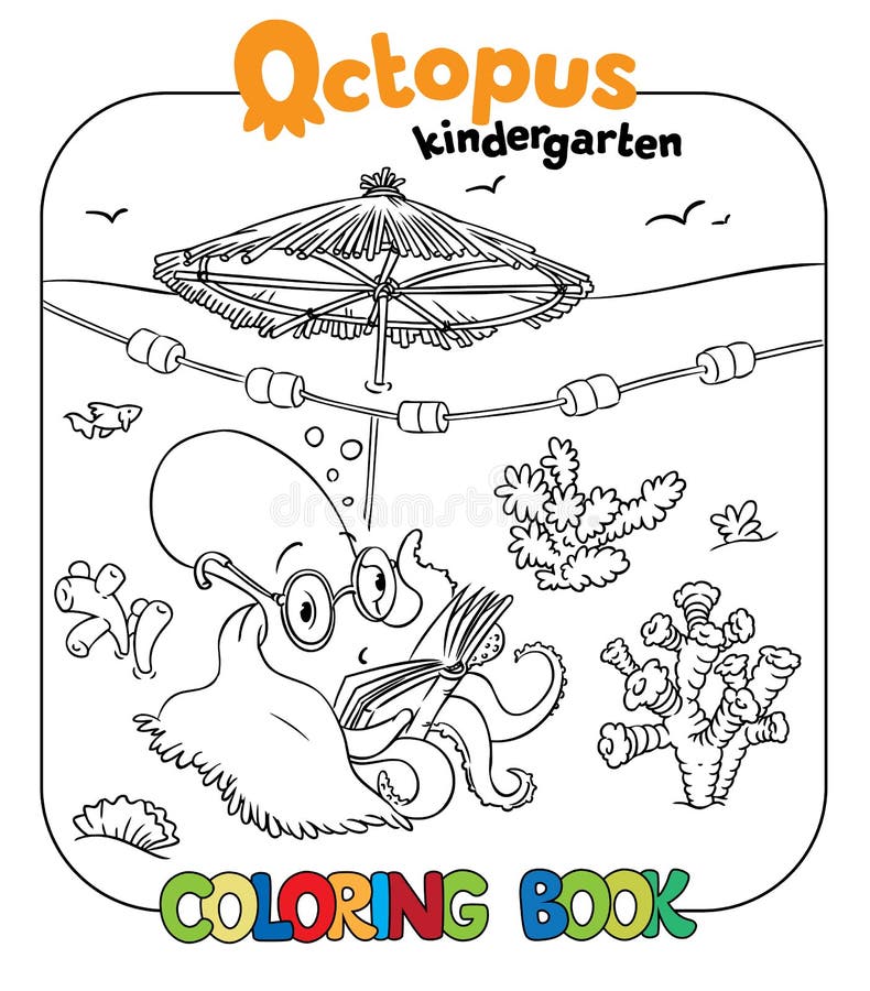 Octopus kindergarten coloring book stock vector