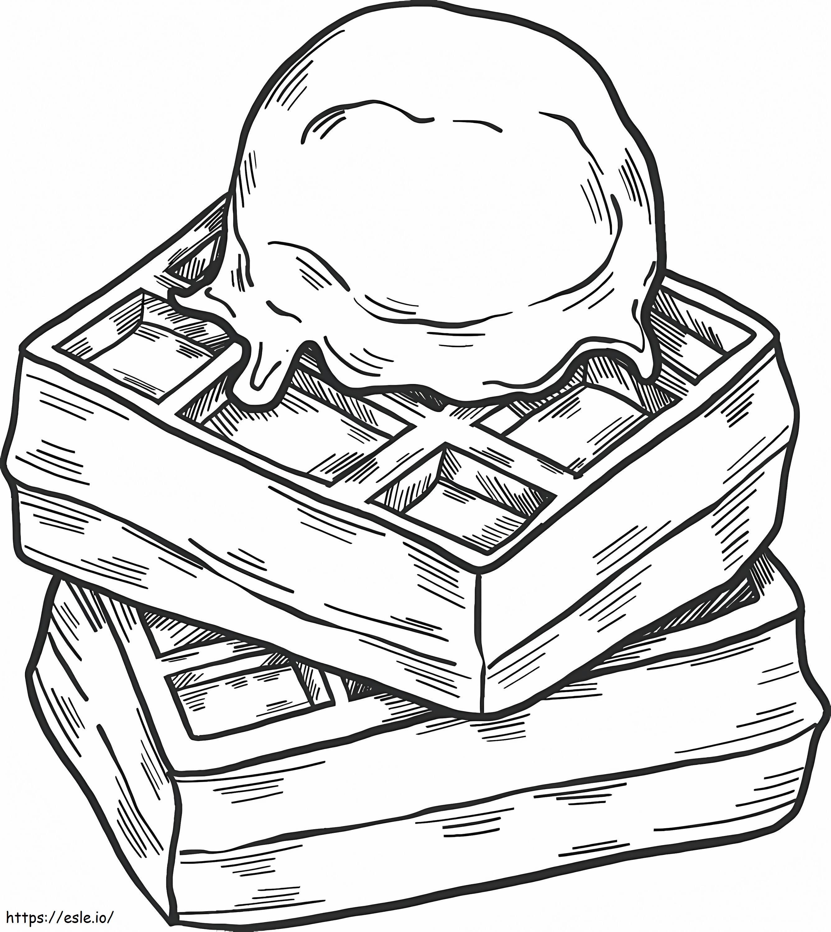 Waffles with ice cream coloring page