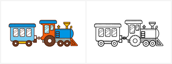 Wagon line draw vector images over