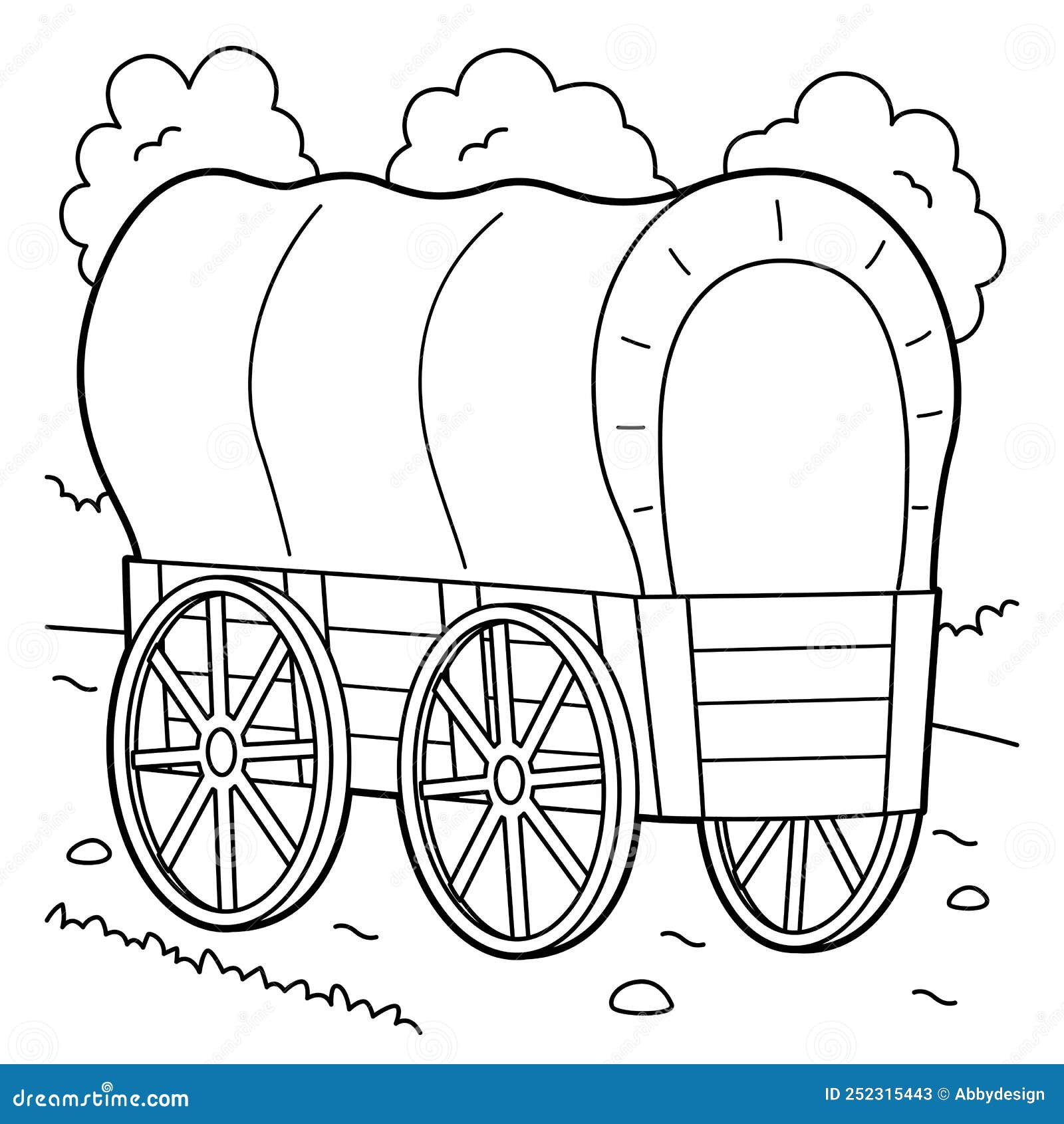Wagon vehicle coloring page for kids stock vector