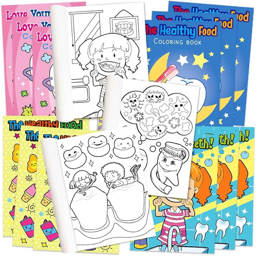 Artcreativity dental coloring books for kids set of x inch small color booklets dentist office giveaways favor bag fillers birthday party supplies art gifts for boys and girls