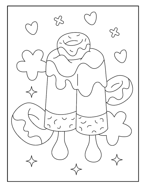 Premium vector cute ice cream coloring page