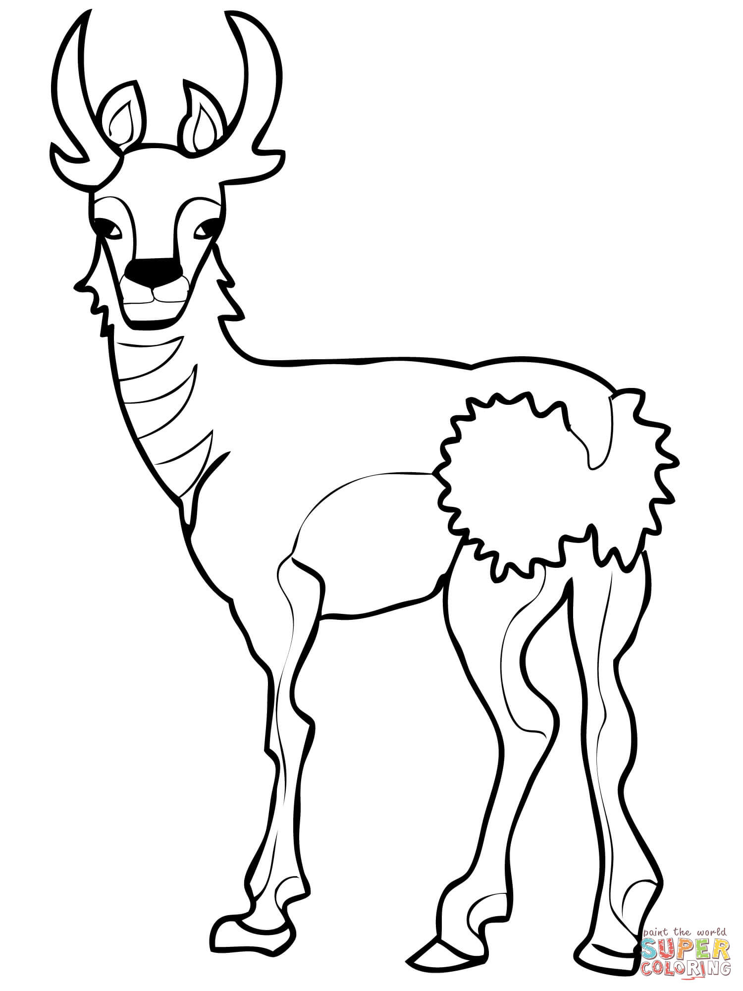 Ausmalbild gabelhornantilope schaut sich um ausmalbilder kostenlos zum ausdrucken
