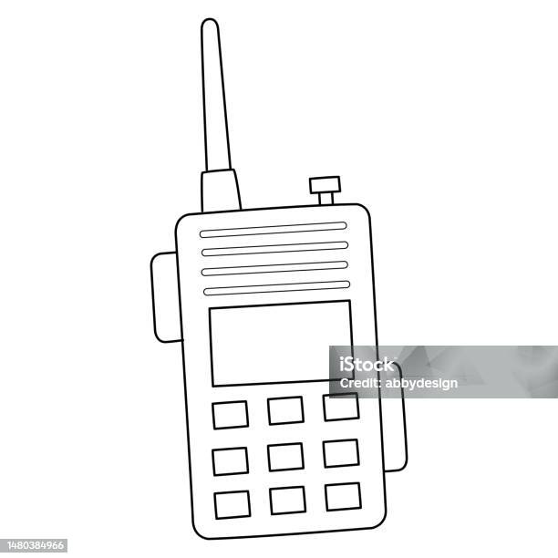 Radio walkie talkie isolated coloring page stock illustration