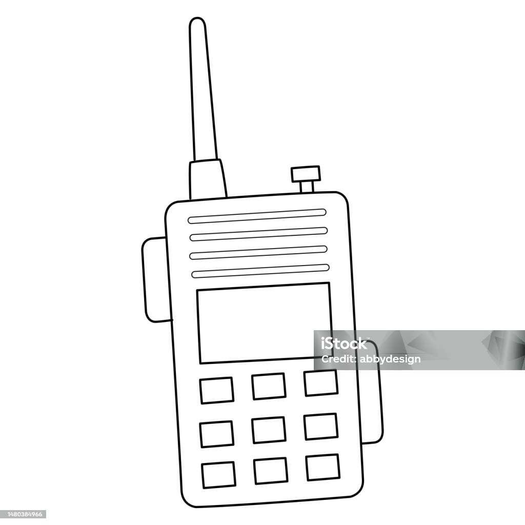 Radio walkie talkie isolated coloring page stock illustration