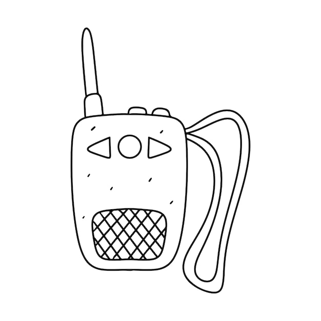 Premium vector walkietalkie in hand drawn doodle style vector illustration isolated on white coloring page