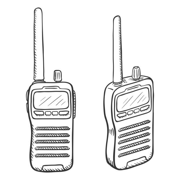 Vector sketch walkietalkie emergency munication equipment stock illustration