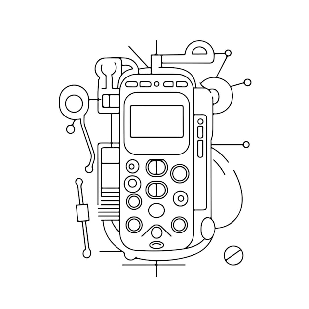 Premium vector sketch hand drawn single line art coloring page phone day