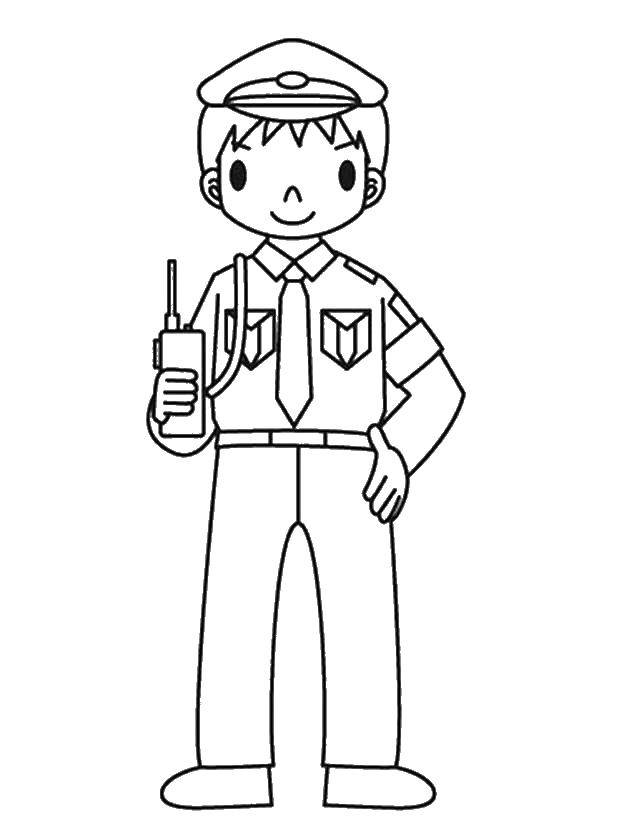 Online coloring pages police coloring page policeman with a walkie talkie police