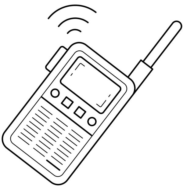 Radio set line icon stock illustration
