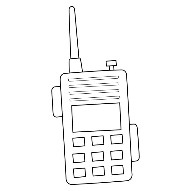 Radio walkie talkie isolated coloring page stock illustration