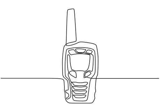 Walkie talkie one line drawing electronic object portable two