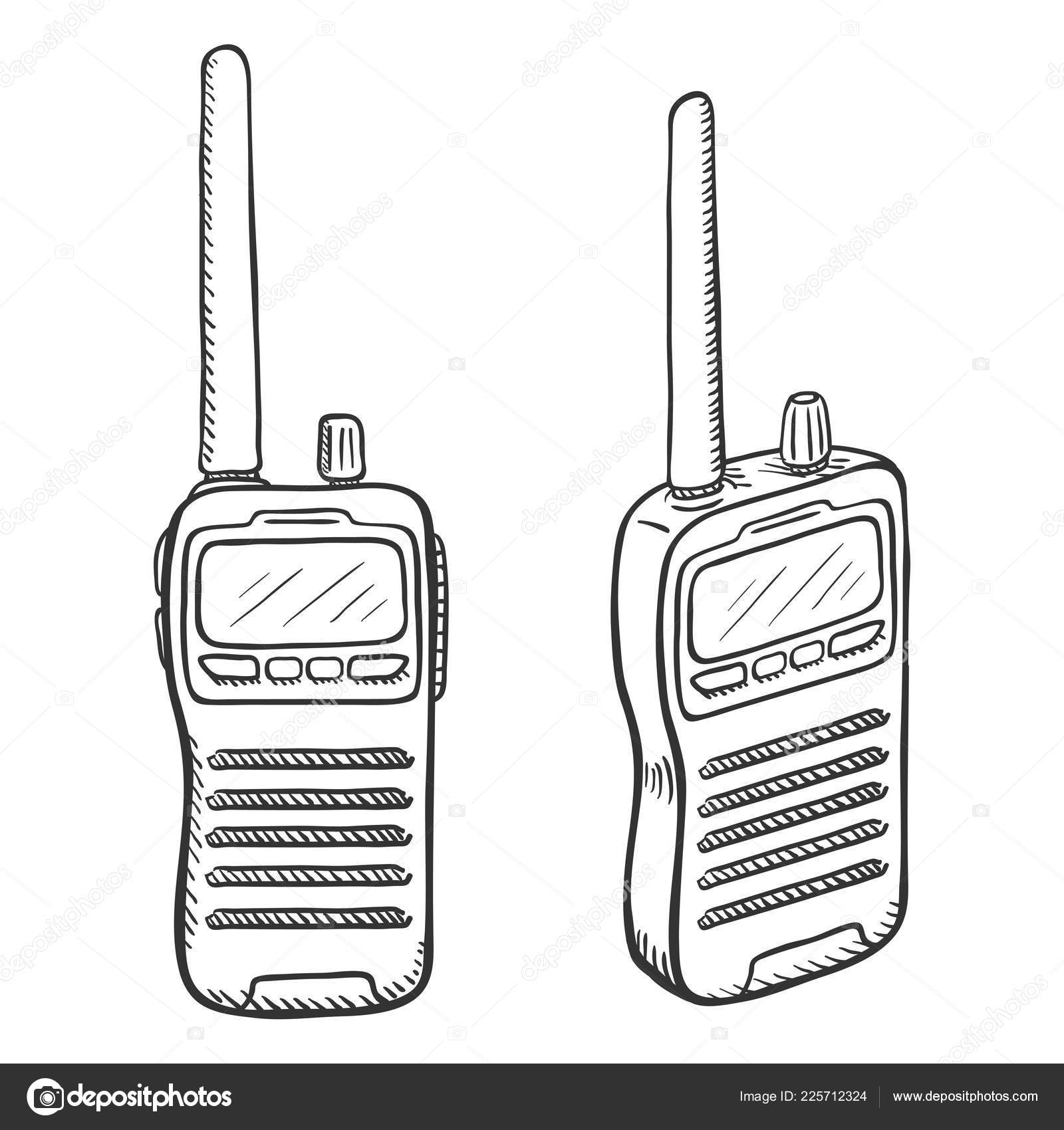 Sketch walkie talkie isolated white background stock vector by nikiteev