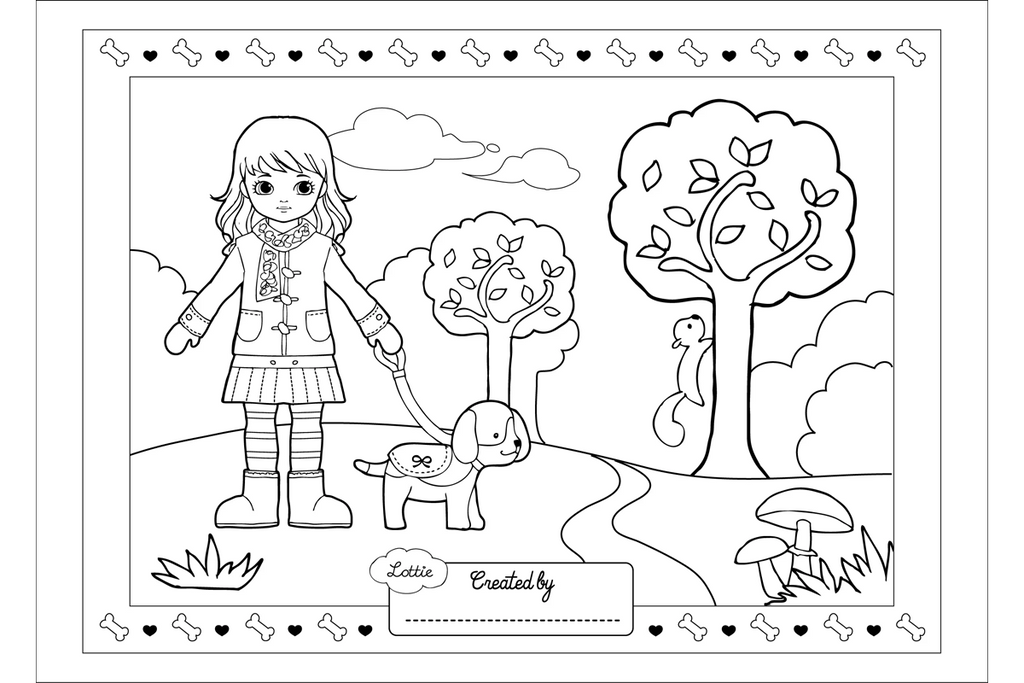 Dog walking coloring page