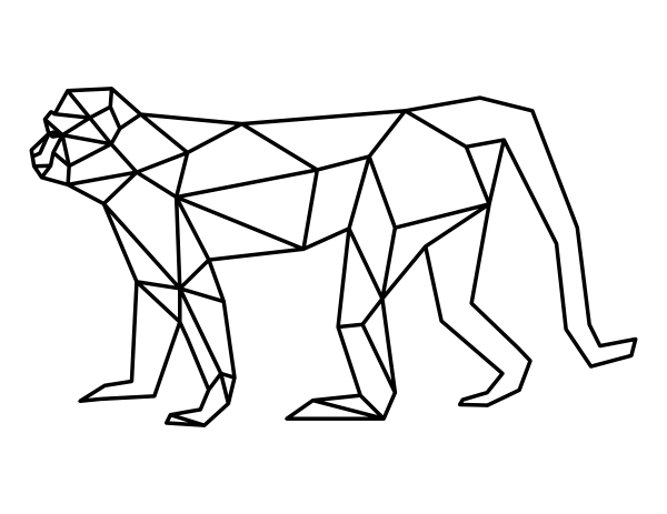 Printable walking geometric monkey coloring page