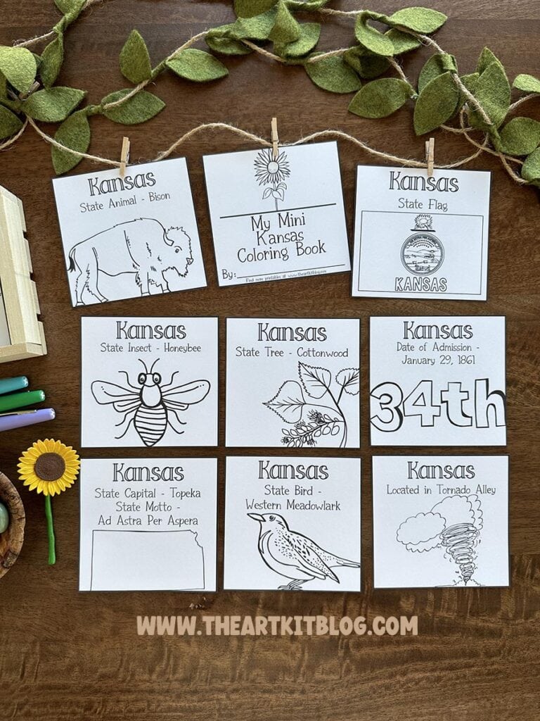 Mini kansas coloring pages for the states free printables â the art kit