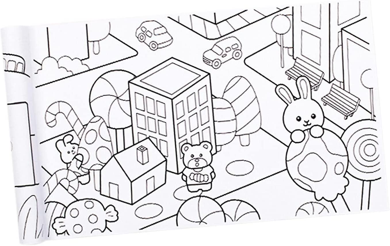 Kids coloring paper graffiti scroll toddlers coloring poster wall coloring stickers coloring book paper with tear off line diy art drawing city