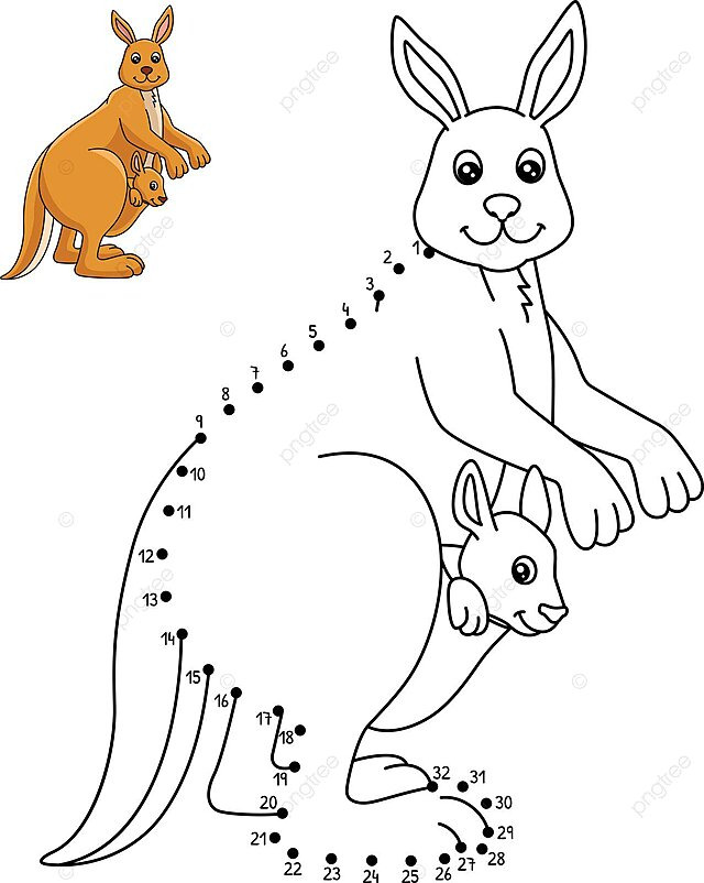Dot to dot kangaroo isolated coloring page wallaby toddler kids vector wallaby toddler kids png and vector with transparent background for free download