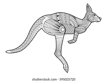 Hand drawing zentangle kangaroo coloring page stock vector royalty free
