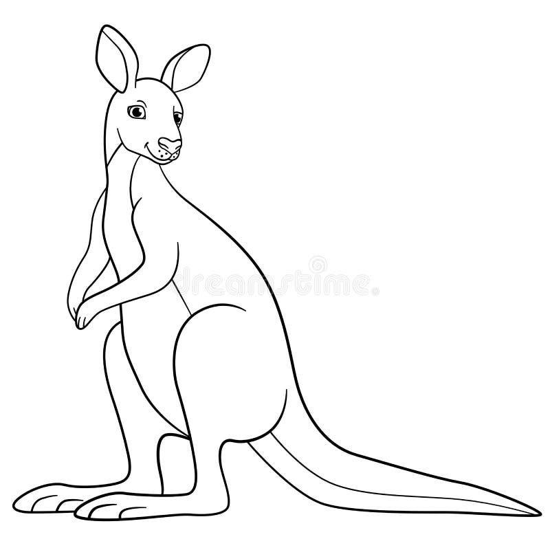 Coloring pages cute kangaroo smiles stock vector