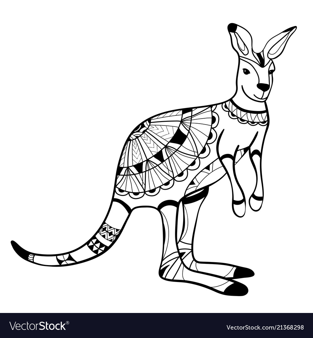 Coloring book page animal kangaroo royalty free vector image