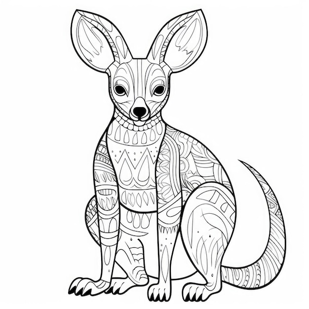 Premium ai image black and white coloring picture of a wallaby