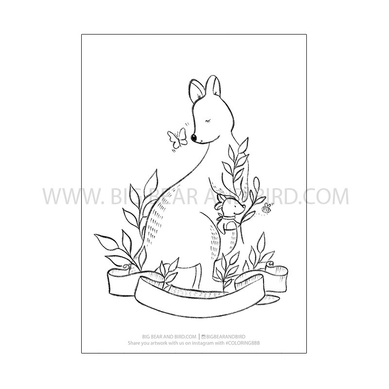 Mother wallaby â coloring page â by big bear and bird